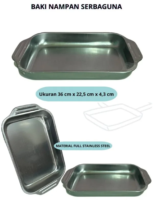 Baki Nampan Stainless Steel - Bahan Extra Tebal - Anti Karat