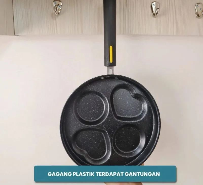 Cetakan Telur 26 cm 4 Lubang Penggorengan Martabak Pancake Teflon Stainless Steel Anti Lengket