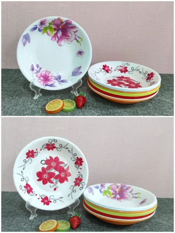 Piring Cekung 9 inch Melamin Motif merk Meishing [G1090]