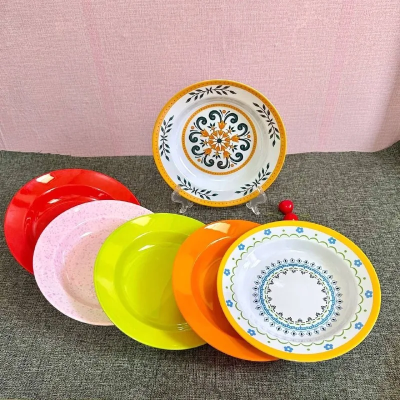 Piring Makan Melamin 9 Inch Polos & Motif Merk Toptree [P109] (Motif)