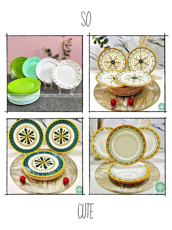 Piring Melamin 9 Inch Polos & Motif merk Toptree [P2809] (Motif)