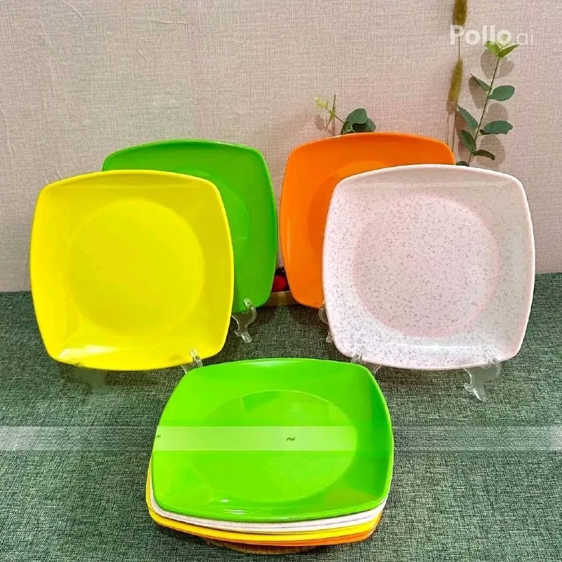 Piring Melamin 9 Inch Persegi Polos merk Toptree [P3809]