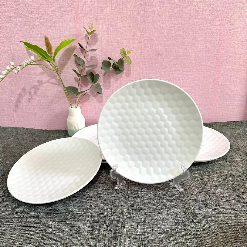 Piring Bulan Berglasur Melamin 9 Inch Polos Merk Toptree [P7309]