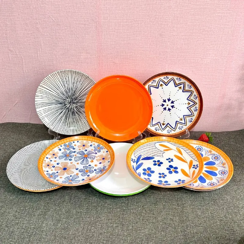 Piring Melamin 9 Inch Tebal Polos & Motif merk Toptree [P7809] (Polos)