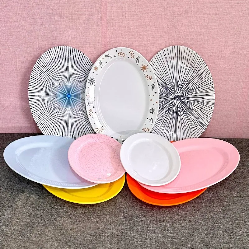 Piring Melamin 9 Inch Oval Polos & Motif merk Toptree [P8009] (Polos)