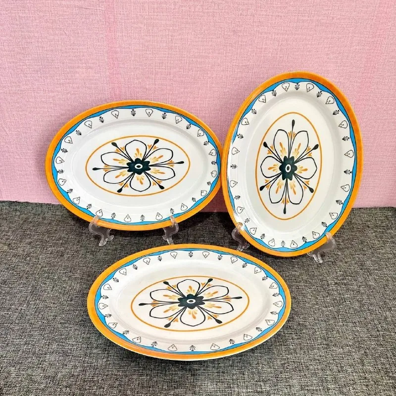 Piring Melamin 12 Inch Oval Motif merk Toptree [P8012-025]