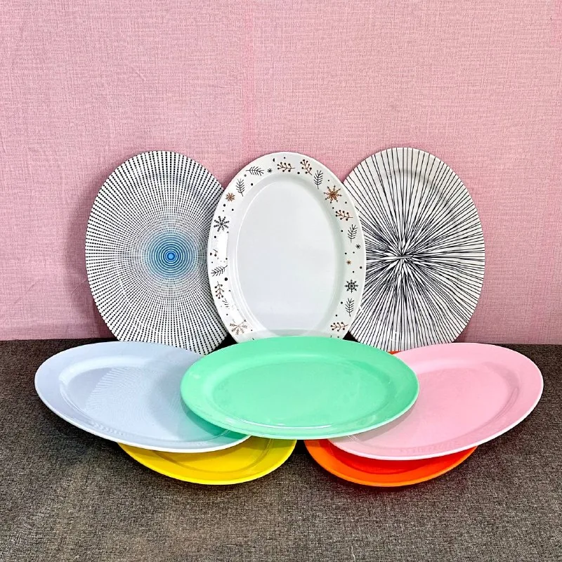 Piring Melamin 12 Inch Oval Polos & Motif merk Toptree [P8012] (Polos)
