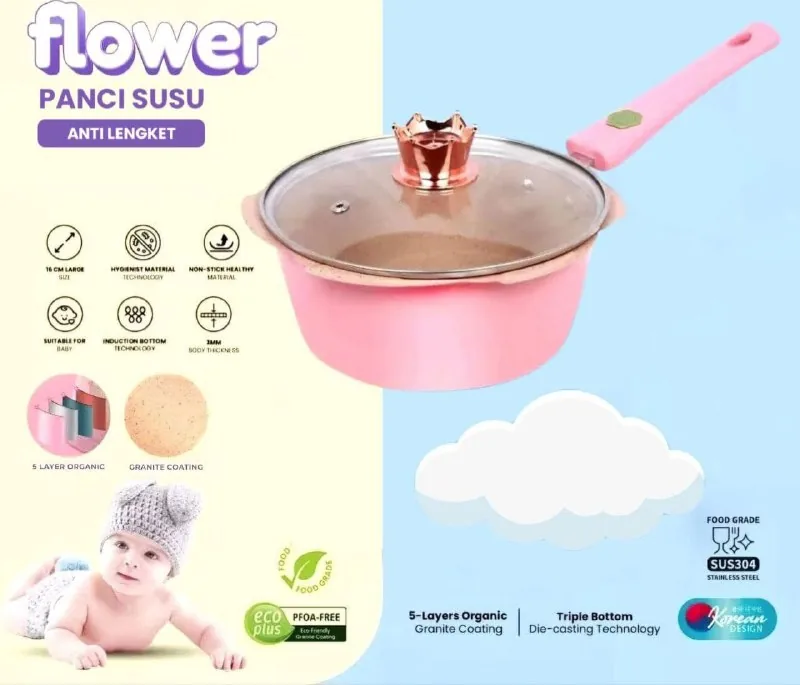 Panci Susu MPASI 20 cm Stainless Steel Anti Lengket