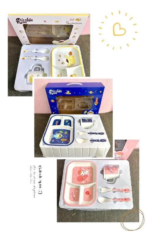 SET 4in1 Peralatan Makan Melamin Anak - Gift Box Baby - Hampers Karakter