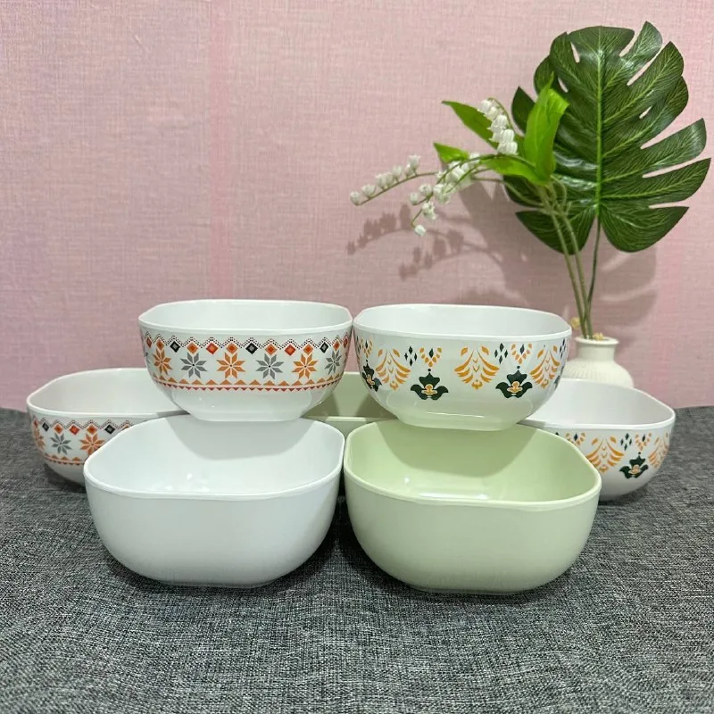 Mangkok Persegi 5.5 inch Melamin Polos & Motif merk Toptree [W605.5] (Polos)